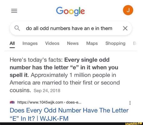 Every odd number has an “e” in it. YouTube