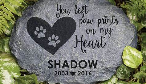Custom engraved pet paw print stepping stone, dog / cat memorial stone