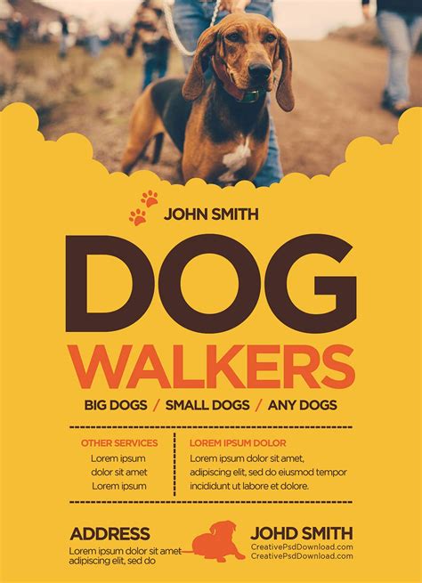 Dog Walker's flyer with tearoff tags Dog walker flyer