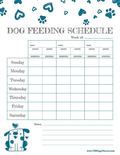 Dog Feeding Schedule Printable