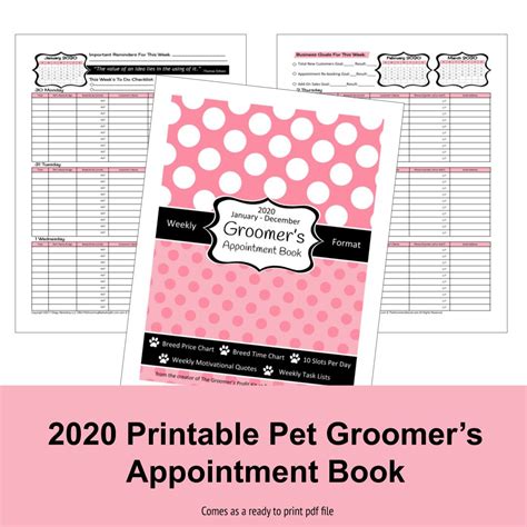 dog grooming appointment book template