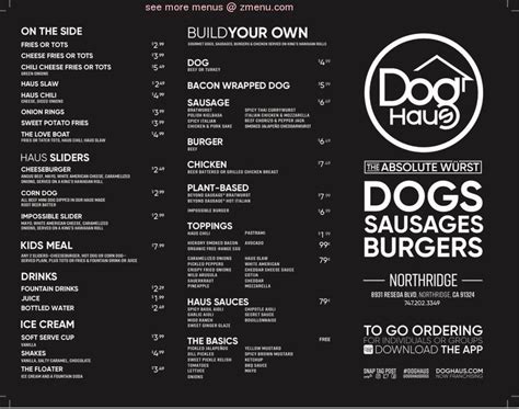 Dog Haus Printable Menu