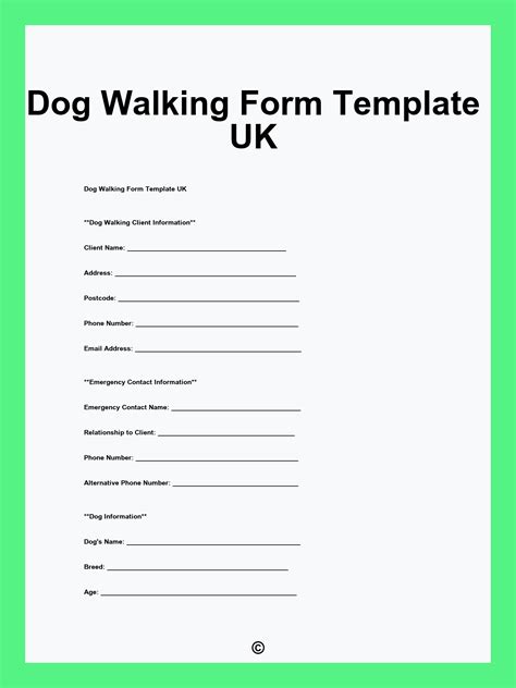 dog walking booking form template
