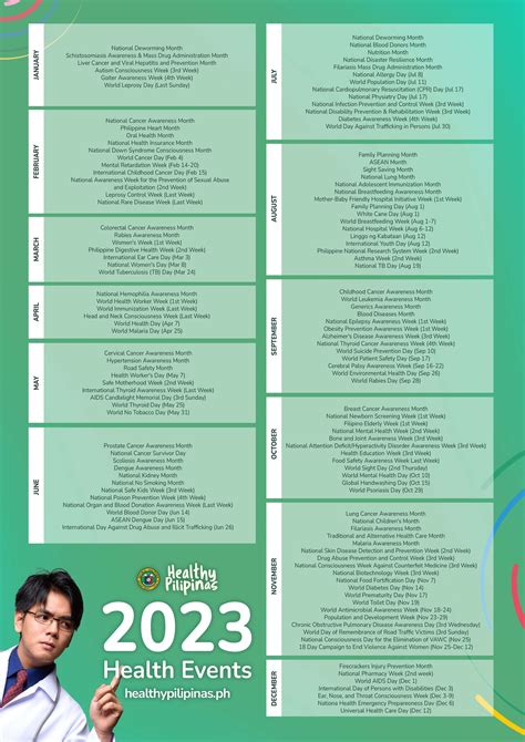 doh calendar 2023 philippines