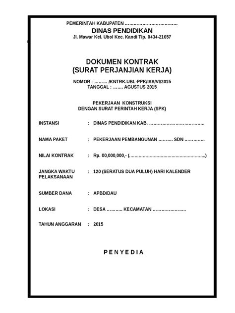 dokumen kontrak pada jasa konstruksi