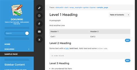 Dokuwiki Navigation Sidebar
