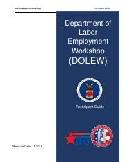 dol employment workshop dolew