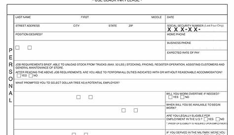 Dollar Store Application Pdf Family Job Form For Financial Assistant
