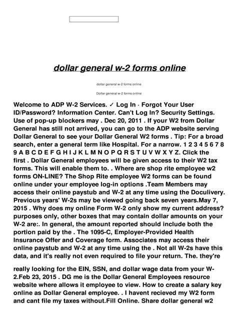 dollar general w2 login