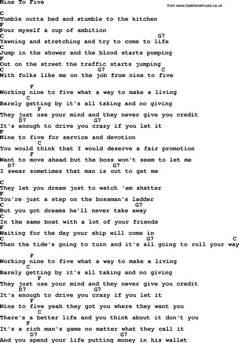 dolly parton - 9 to 5 lyrics