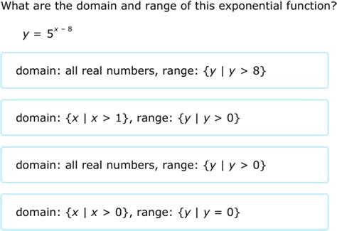 domain and range for exponential functions