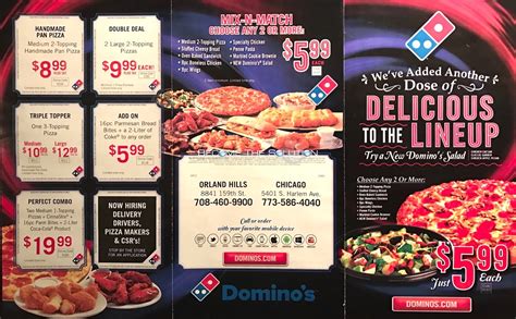 domino's delivery menu prices