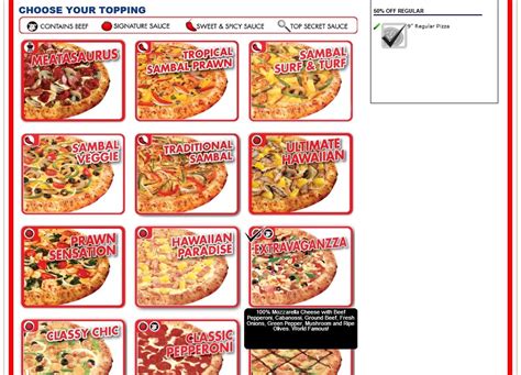 domino's pizza toppings list pizza