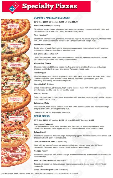 domino's pizza usa menu