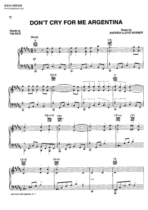 don't cry for me argentina sheet music free