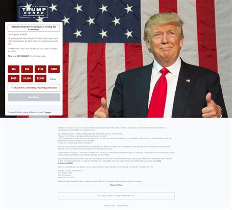 donald trump website donation