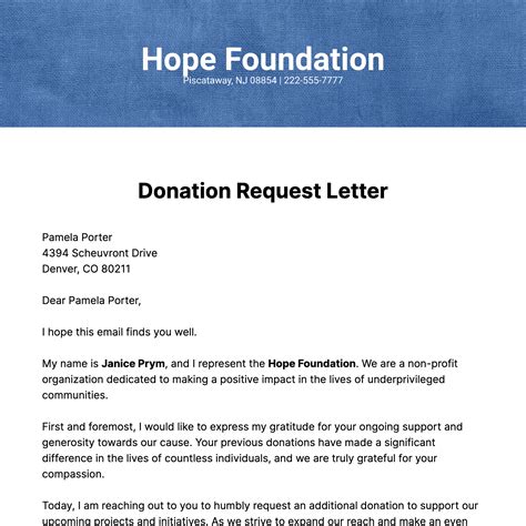 donation request examples