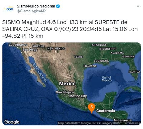 donde fue el temblor de hoy hace unos minutos