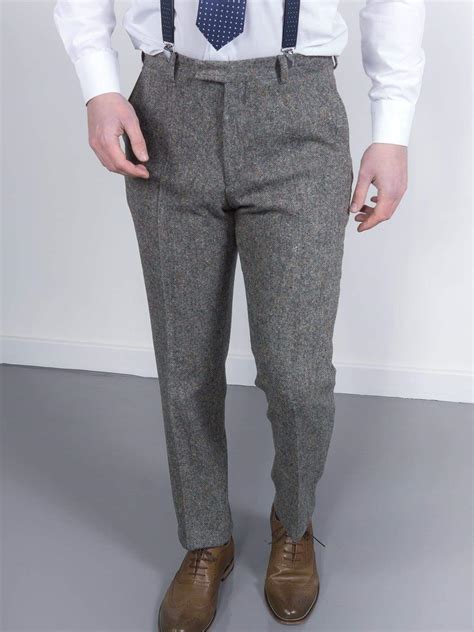 donegal grey tweed trousers men's