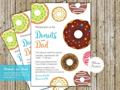 Donuts With Dad Invitation Donut Invite Donuts With Dad Etsy