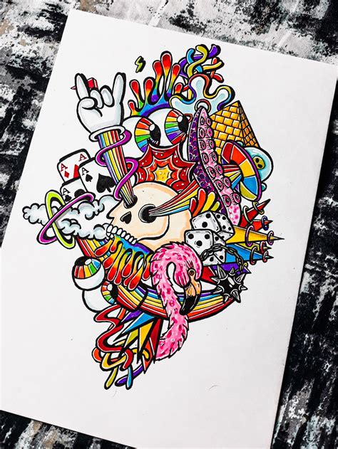 doodle art designs with color