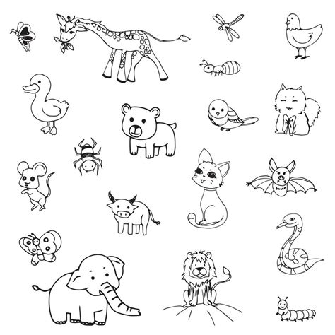 doodle drawing of animals