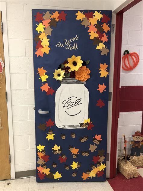 Fall door Preschool bulletin boards fall, School door decorations