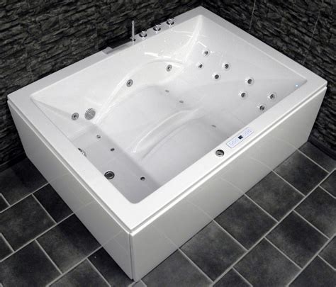 Doppel Whirlpool Badewanne Palermo mit 15 Massage Düsen + LED Beleuchtung Luxus Spa links