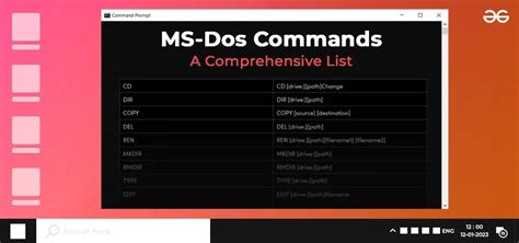 Dos Command List File Contents