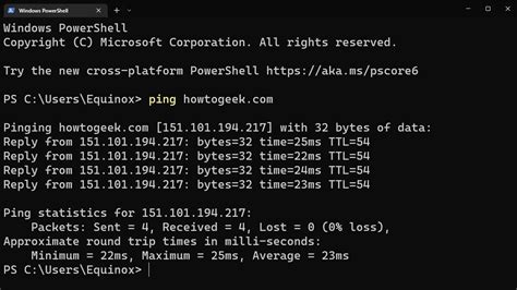 dos ping command options