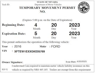 dot permit to move vehicle