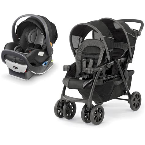 Baby Trend Sit N' Stand Double Stroller and 2 Infant Car Seats Combo