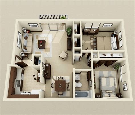 Double 2 Bedroom Flat Plan