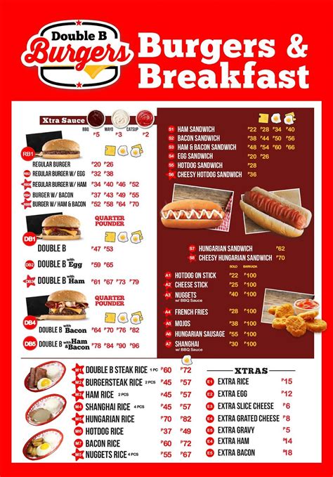 double b burger menu