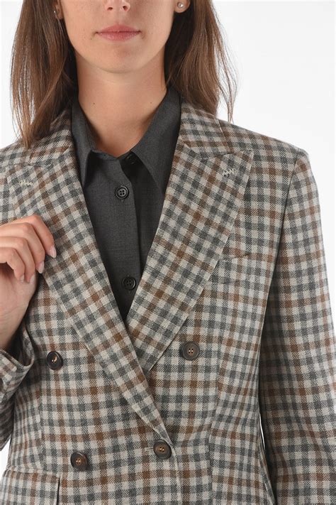 Double Breasted Checkered Blazer