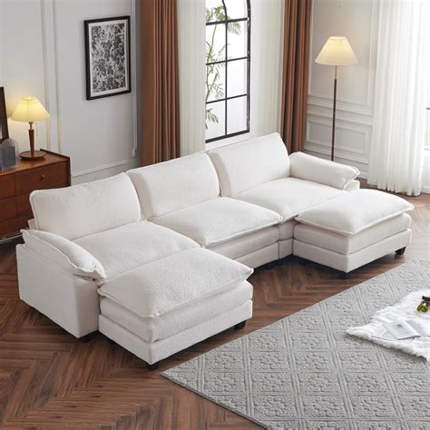 Modern Large Velvet U Shape Sectional Sofa Wide Double Chaise Lounge