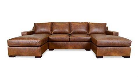 COCOCO Home Brevard Double Chaise Leather Sectional Made in USA