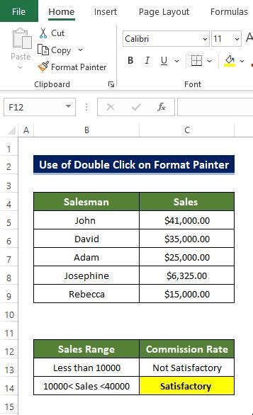 Double Click Format Painter Not Working Excel