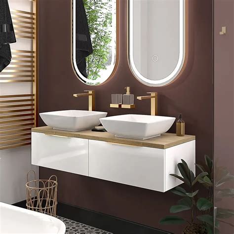 Double Countertop Sink Vanity Unit