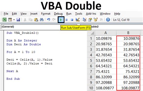 double data type in excel vba