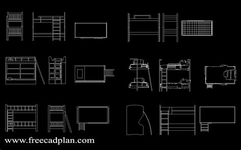 Double Deck Bed Autocad Block
