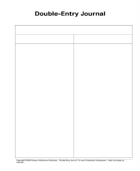 Double Entry Journal Template Printable