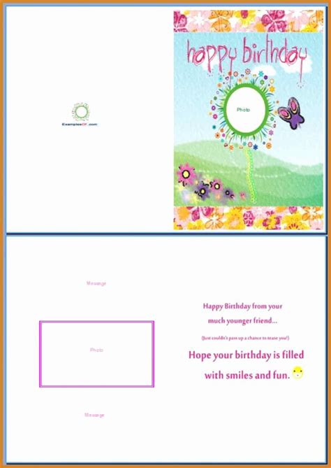 Folded Card Template Word