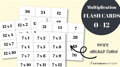 Double Sided Multiplication Flash Cards Printable