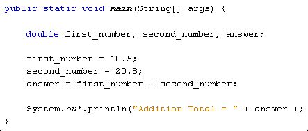 double variable type in java