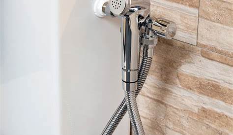 Douchette Hygiene Wc Roll Hygienique Actionnee Par Poignee Ergonomique Avec Mitigeur Mural Encastre Et Support Mural En Laiton Fini Deco Toilettes