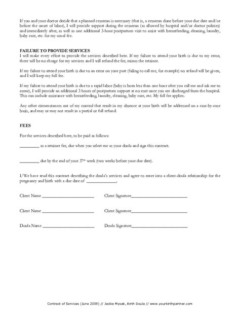 doula contract template free