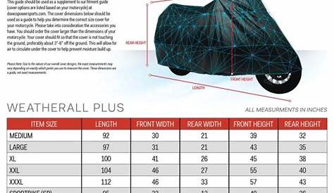 Dowco Motorcycle Cover Size Chart