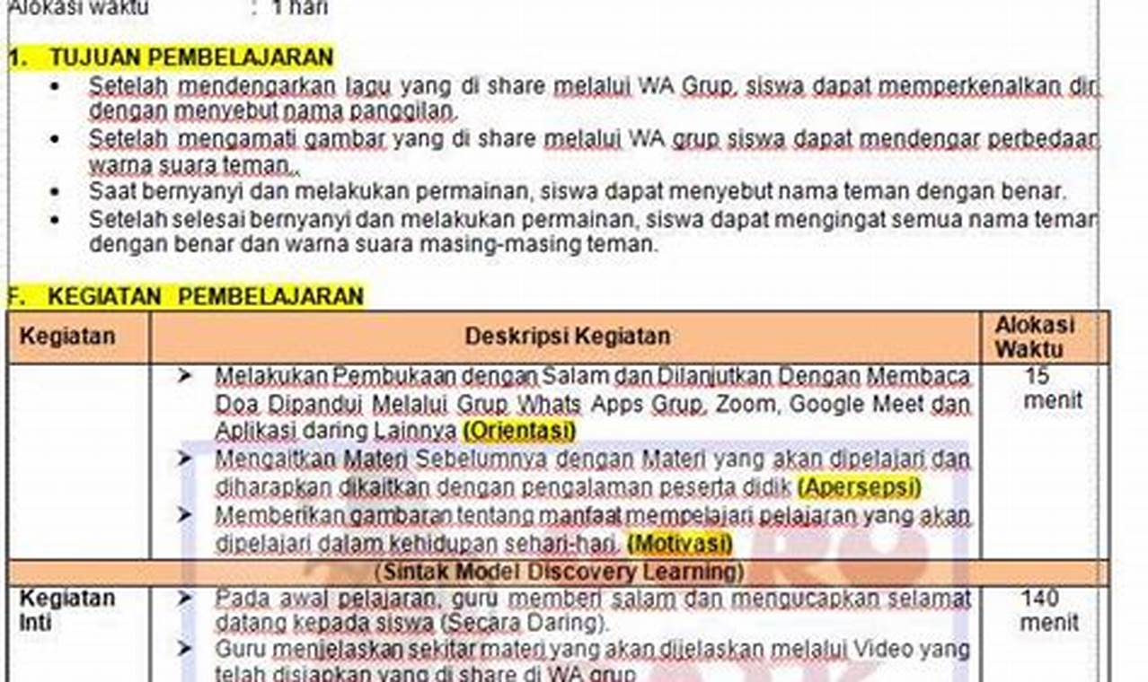 download rpp daring bahasa indonesia kelas 4 sd