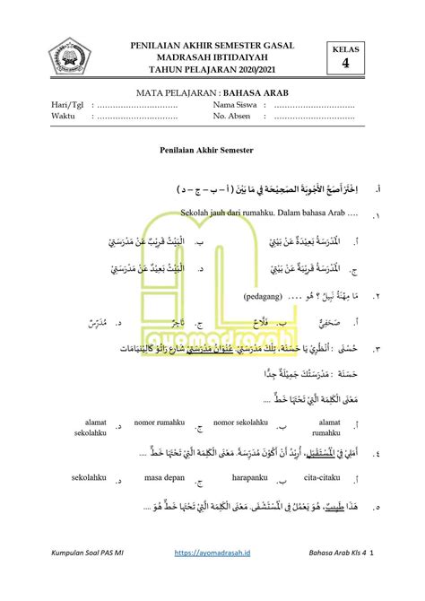 download soal uaspas bahasa arab mi kma